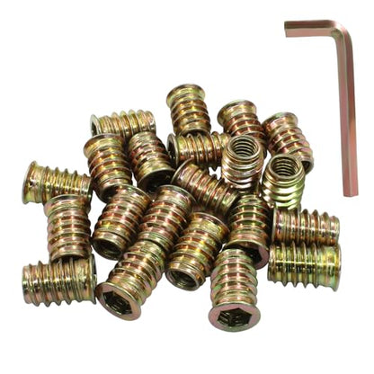 30 Pcs 5/16"-18 x 20mm Threaded Inserts for Wood - size: 5/16"-18 x 20mm
