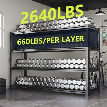 60" W Metal Storage Shelves, 2640lbs Heavy Duty Garage Rack - size: 60"W x 24''Dx 60"H