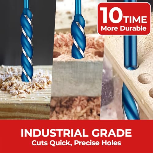 1/4" x 24" Wood Auger Drill Bits, 3-Flute Hex Shank - size: 1/4" x 24"