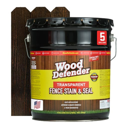 Wood Defender Transparent Fence Stain and Seal, Black Walnut, 5-Gallon - color: Black/Walnut, size: 5 Gallon (Pack of 1)