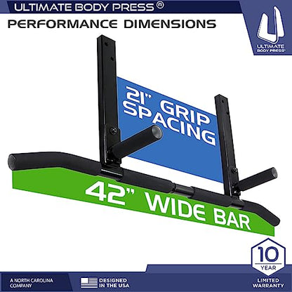 Joist Mount Pull Up Bar with Extra Hardware and Mounting Template for Easy Install to Beam or Rafter by Ultimate Body Press - color: Black