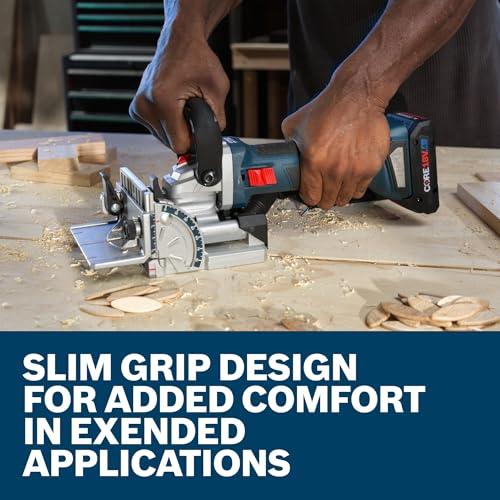 BOSCH GFF18V-086N 18V Brushless Biscuit Joiner - Cordless Woodworking Tool for Accurate Joints, Adjustable Cutting Depth, Dust Extraction Port, Ergonomic Design for Cabinetry & Furniture Making