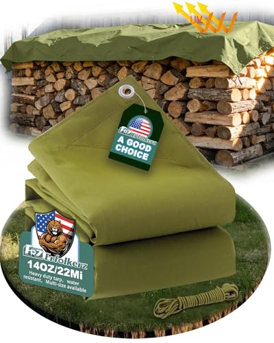 Canvas Tarp 20x30ft 22Mil Water-Resistant Tarps with Aluminum Grommets, 14OZ UV-Resistant Tarpaulin,Heavy-Duty Multi-Use Cloth Covers for Wood/Car/Roof/Boat/Camp/Canopy - color: Olive Green, size: 20'*30'