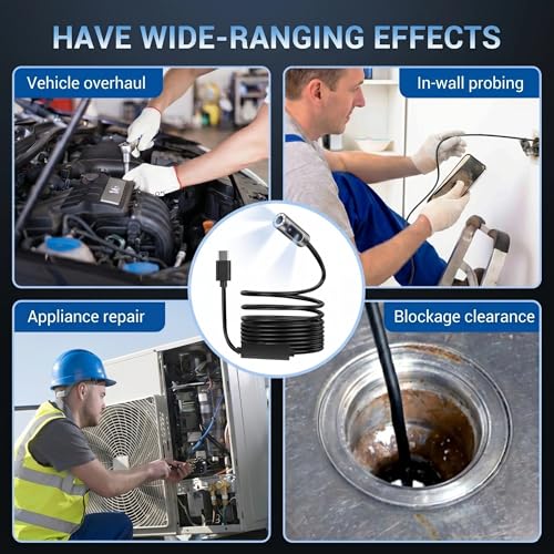 Dual-Lens Endoscope Camera with Light, 1920P HD Borescope