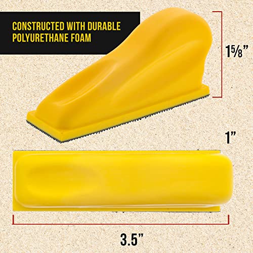 Dura-Gold Micro Hand Sanding Block Kit, 3.5” x 1” Pad, Hook & Loop Backing