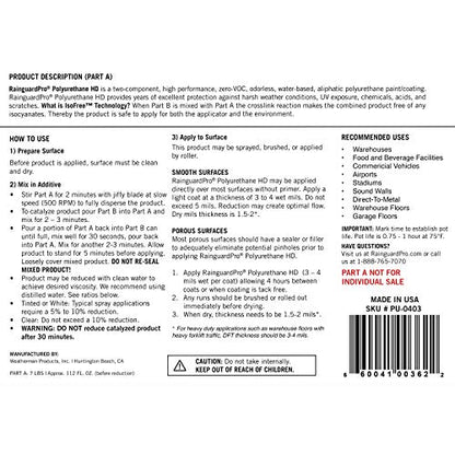 Rain Guard Water Sealers PU-0403 Polyurethane HD IsoFree Clear 2-Part Gloss Finish Ready to USE Covering up to 300 Sq. Ft on New and Older Surfaces. 1 Gallon Kit A and B, Masonry Sealer, Wood Sealer - color: Clear Gloss, size: 1 Gallon (300 Sq. Ft.)