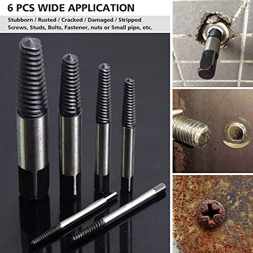6pcs Damaged Screw Extractor Set, Stripped Screws Broken Bolt Extractor Set,Fine Thread Bad Screw Stud Remover for Stripped Screws Nuts - color: 6-pcs