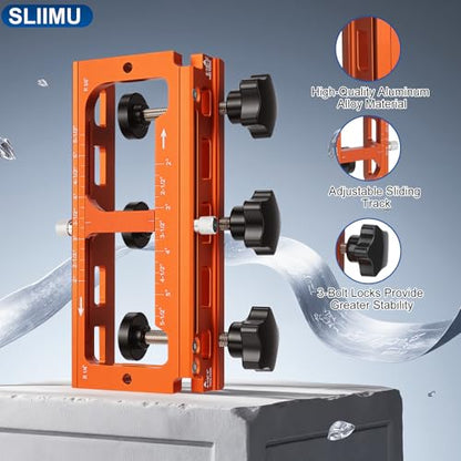 Adjustable Aluminum Alloy Door Hinge Positioning Jig, Door Hinge Template - color: Orange