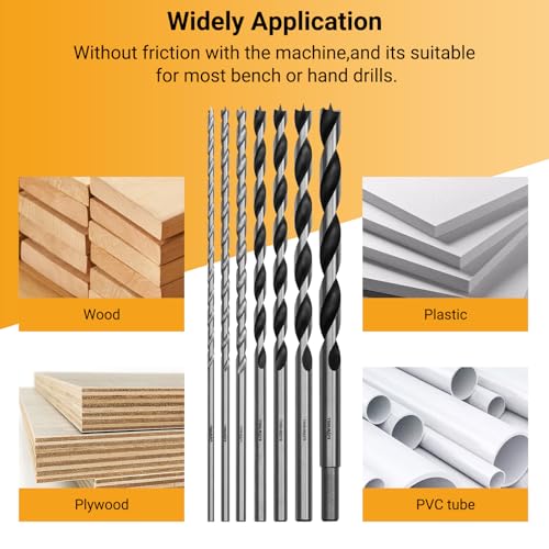 Extra Long 9.05" Brad Point Wood Drill Bit Set Imperial - size: Extra Long