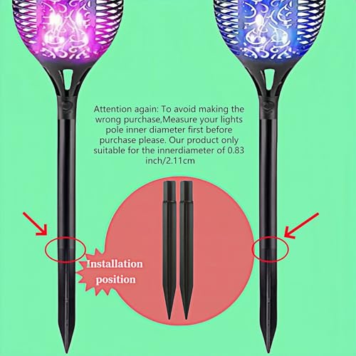 Must Measure First! Fits ONLY 0.83" Inner Diameter Solar Ground Spikes - 8.25" ABS Replacement Stakes for Garden Pathway Lights (Black-5PACK) - color: Black-5PACK