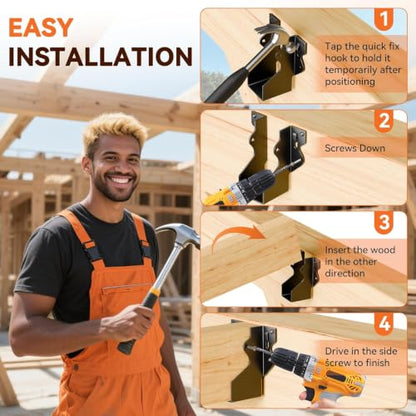 20 Pcs Black 2x4 Joist Hanger,LU24 18 Gauge Double Shear Face Mount Joist Hanger,Hurricane Ties for Rafters Tie Brackets Great for Floor Deck and Ceiling Joists - size: 20Pcs 2x4, style: Black