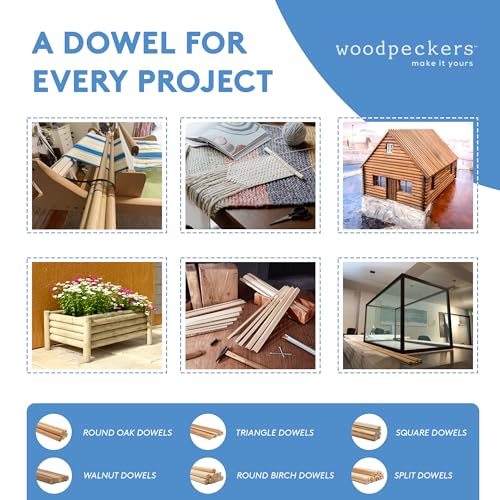 Dowel Rods Wood Sticks Wooden Dowel Rods 3/4 x 36 Inch Unfinished Oak Sticks for Crafts and DIYers 5 Pieces by Woodpeckers - color: Pack of 5