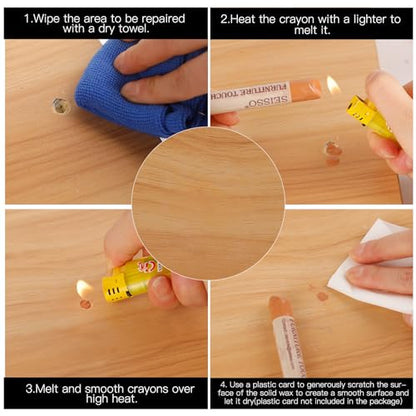 SEISSO Furniture Repair Crayon, 6 Pcs - Wood Filler Sticks, Scratch Repair Wax, Furniture Marking Repair - Scratch, Cracks, Hole, Table, Wood Floor, Guitar, Covering, Instrument Fill Sticks-White - color: White 6pcs
