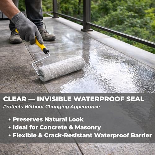 Crystal Clear Waterproof Sealant, 1 Quart | Transparent Liquid Rubber Coating | Elastic Leak Repair for Shower, Tile & Bathroom | UV Resistant | Invisible Seal for Windows, Masonry & Roofs - color: CLEAR