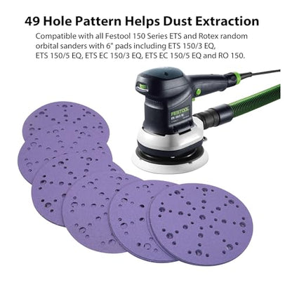 6 Inch 49 Hole Ceramic Sanding Discs 220 Grit, 50 Pack - style: 220 Grit