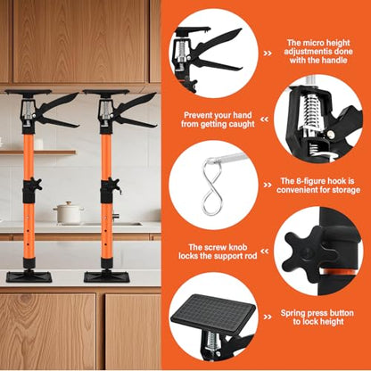 Adjustable Support Pole - Cabinet Jack, Drywall Lift, 16.2-31.9 Inch Adjustable Height, Supports up to 154lbs, 3rd Hand,Cabinet Jacks for Installing cabinets,Ceiling, Cargo Bars - size: 16.2"-31.9" 2PC