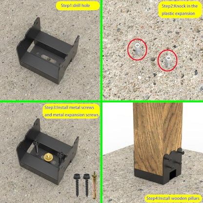 Eurydice 4x4 Deck Post Base Anchor Brackets Inner 3.6"x3.6",6PC Heavy Duty - size: 4 IN-6PC