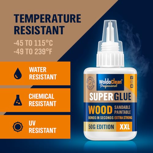 WoldoClean Super Glue for Wood 50g Extra Strong Gel - Wood Adhesive