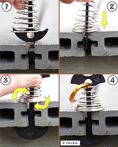 NACETURE Heavy Duty Deck Anchors with Carabiners, 10 Pack Black - color: Black