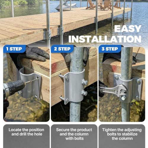 Dock Post Bracket Kit Stationary Dock Side Leg Pipe Holder, Heavy Duty Floating Dock Hardware Galvanize Boat Dock Accessories - style: 1pack