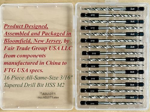 FTG USA 16 Pc #10(3/16") Replacement Taper Countersink Drill Bit Hex Shank - size: #10, style: 16 Piece Same Size