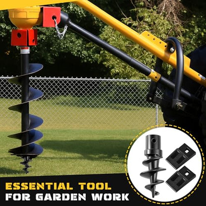 Hicarer Bolt on Spiral Point Auger Pilot Tip and 2 Pcs 3 Point Auger Cutting Edge Square Hole Replacement Teeth with Hardware for Most Heavy Duty 6" to 24" 3 Tooth Post Hole Diggers