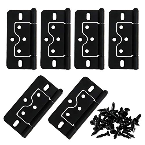 Non-Mortise Cabinet Hinges, 3 Inch Black, 6Pcs - color: Black, size: 3 Inch Butterfly