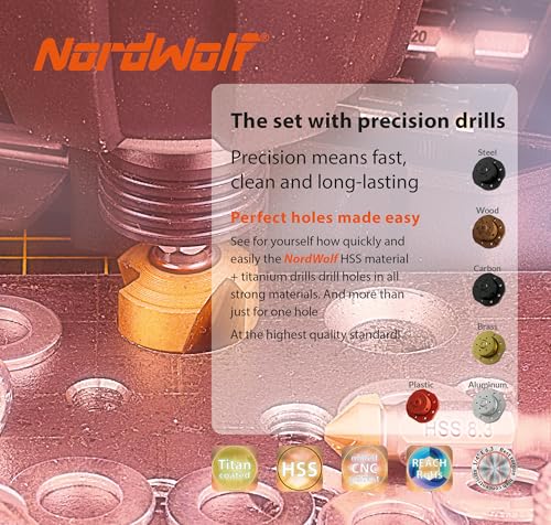 13PCS HSS Titanium Step, Countersink, Saw Drill Bit Set with 1/4" Hex Shank - size: 13 pcs