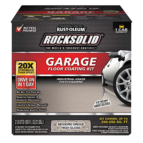 Rust-Oleum RockSolid Polycuramine Gloss Modern Greige Garage Floor Coating - color: Modern Greige, size: 1 Car