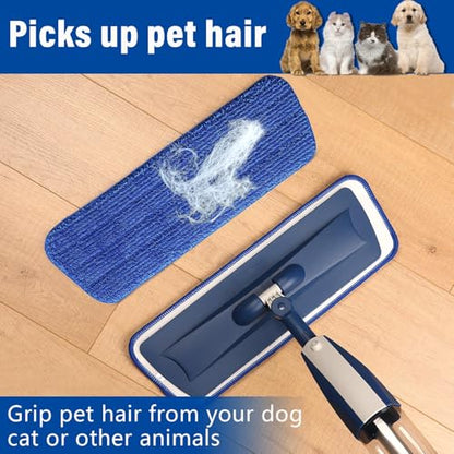 16.5" Microfiber Mop Pads Refills, 4 Pack Reusable Replacement Heads - color: 16"bluegreen*4
