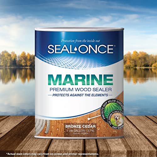 Seal-Once Marine Waterproof Wood Sealer and Stain, Bronze Cedar, 1 Gallon - color: Bronze Cedar, size: 1 Gallon