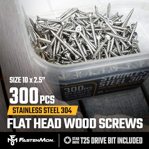 304 Stainless Steel Deck Screws, #10 x 2-1/2", 300 PCS - size: #10 x 2-1/2", style: 300 PCS