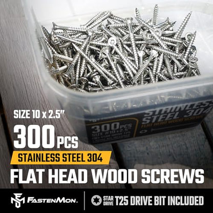 304 Stainless Steel Deck Screws, #10 x 2-1/2", 300 PCS - size: #10 x 2-1/2", style: 300 PCS