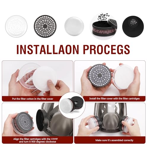 Full Face Respirator Mask,Reusable Cover Set for Paint,Chemicals,DIY,Spray Painting,Woodworking,Welding Work