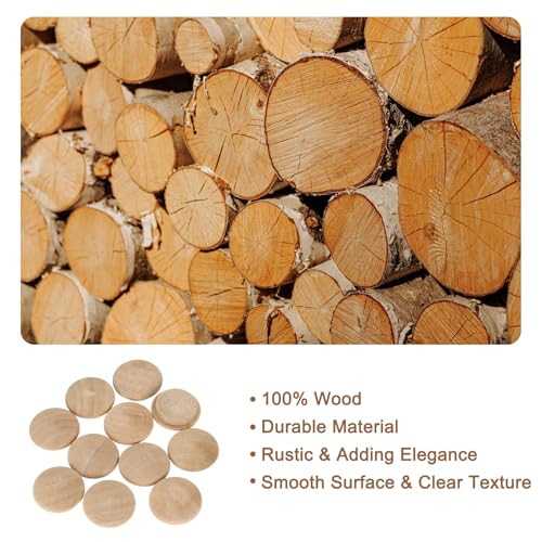 uxcell 20Pcs Wood Button Plugs, 18mm / 0.71" Hardwood Screw Hole Plug Mushroom Wooden Caps Buttons Beech Wood Plug for Furniture Woodworking Craft Decor (23mm x 18mm)
