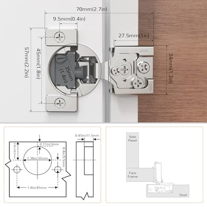 Chibery 30 Pack 1/2” Overlay 4D Soft Close Cabinet Hinges, Concealed Face Frame, Adjustable Closing Speed, 105° Opening Smooth Slow, Hidden Self Closing for Kitchen Corner, Cupboard (with Template) - size: 1/2” Overlay