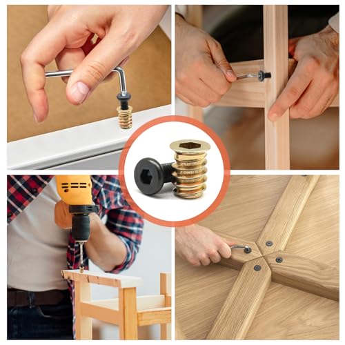Litoexpe 50 Pcs 1/4"-20 Wood Threaded Inserts - size: 50 PCS