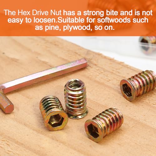 Jiozermi Threaded Insert Nuts for Wood Furniture, M10x30mm, 5 Pcs - size: M10x30mm-5PCs