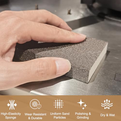 Tonmp 6 Pack 400 Grit Fine Sanding Sponge, Washable and Reusable Sanding Blocks Great for Pot Pan Brush Sponge Brush Glasses Sanding Wood Sanding Metal Sanding (400 Grit) - style: 400 Grit