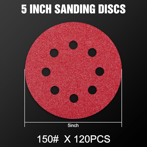 120 Pcs 5 inch Sanding Discs 150 Grit 8 Hole Hook and Loop - style: 120 Pcs-150 Grit