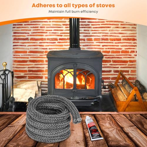 Stanbroil 1" x 84" Wood Stove Gasket Kit with High-Temperature Cement - size: 1" x 84" Rope