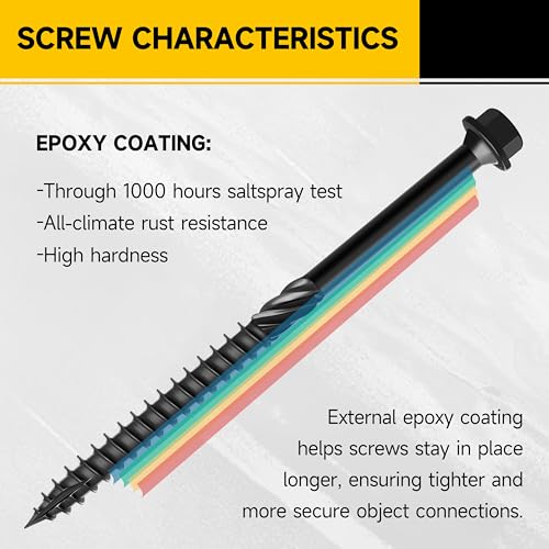 100Pcs 4 Inch Wood Screws, #14 x 4 Heavy Duty Outdoor Wood Screws Assortment Kit Deck Screws, Black Timber Screws Lag Bolts, Hex Socket Included Hex Head Log Landscaping Black Long Screws By Mywish - size: #14 x 4"