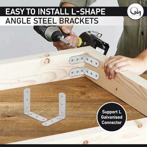 20 Pack Angle Brackets (2.36" x 2.36" x 0.63") – 90° L-Shape Corner Brace Plate Wood Metal Connecting Fixing Joining Repair Support Galvanized Connector - size: 2.36" x 2.36" x 0.63"