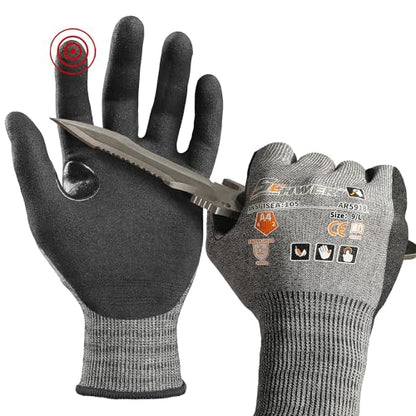 Schwer A4 AIR-SKIN Cut Resistant Work Gloves, Ultra Lightweight, AR5918, M - color: Gray, size: Medium