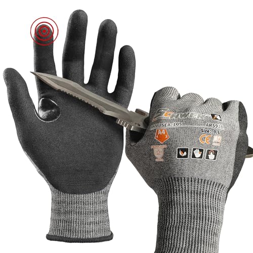 Schwer A4 AIR-SKIN Cut Resistant Work Gloves, Ultra Lightweight, AR5918, M - color: Gray, size: Medium