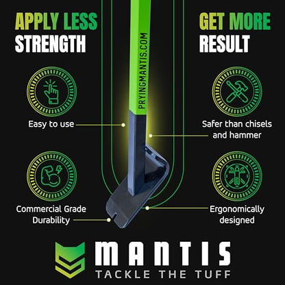 Mantis - Large Pry Bar | Ergonomic Designed Pry Bar for Quick Easy Removal of Carpet Tack Strips, Underlayment, and Sheet Vinyl, While Standing on Your Feet.