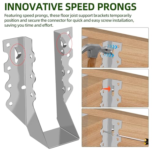 (30-Pack) Calvana 2x6 Steel Joist Hangers, 20 Gauge Double Shear Face Mount Rafter Brackets for Wood, Hurricane Ties for Rafters and Deck Brackets, for Pergola Hardware, Floors, Decks, Ceilings - size: 2*6" 30pk (Sliver)