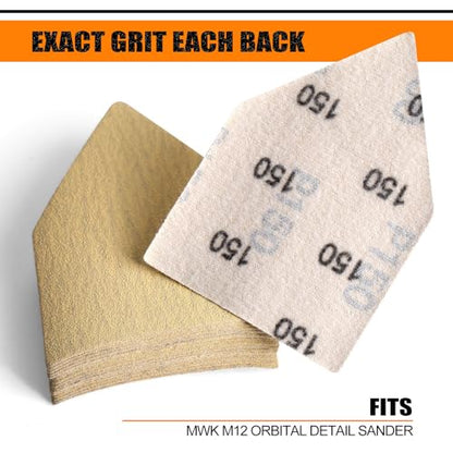 POLIWELL Triangle Sanding Sheets 50PCS 90x65mm Hook & Loop - style: 150 Girt