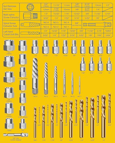 49 Pcs Screw Extractor Set with Left Hand Drill Bit - size: 49 Pieces