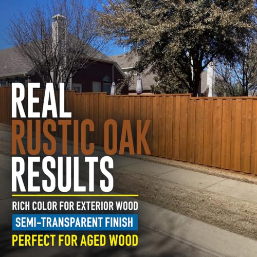Wood Defender Semi-Transparent Fence Stain and Seal, Rustic Oak, 5-Gallon - color: Rustic Oak, size: 5 Gallon